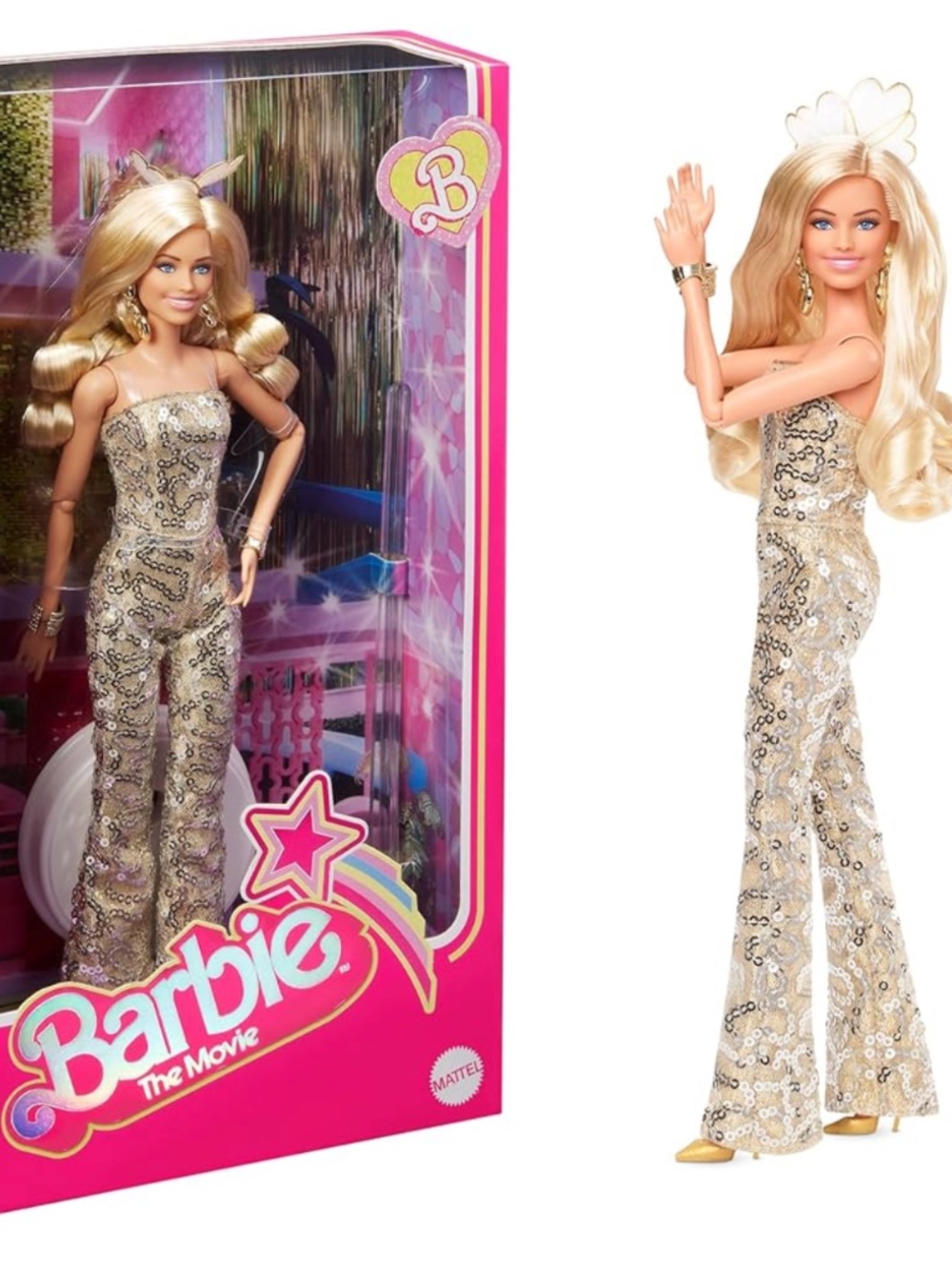 Barbie The Movie Gold Disco Jumpsuit Collectible Doll Mattel Black Label